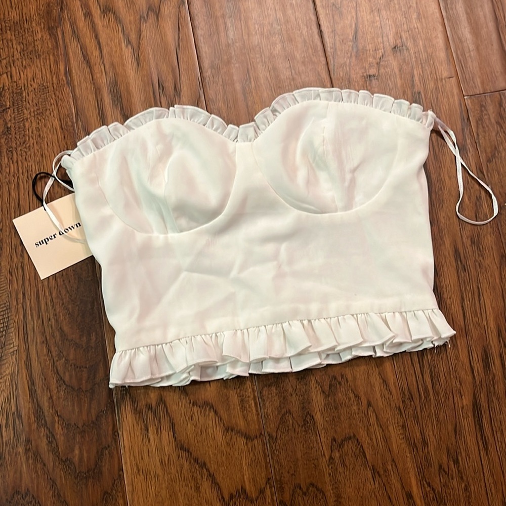 Superdown ruffle tube top